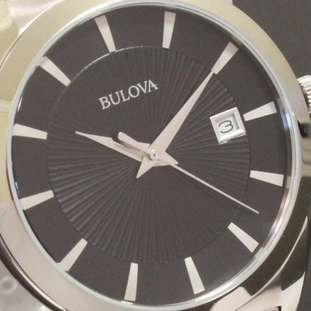 Bulova Men's Classic Quartz Watch Black Textured Dial Stainless Steel 38mm